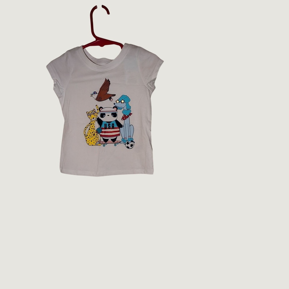 Cat &‎ Jack Toddler Girl 18M USA Graphic Tee and Lace Trim Denim Shorts Set